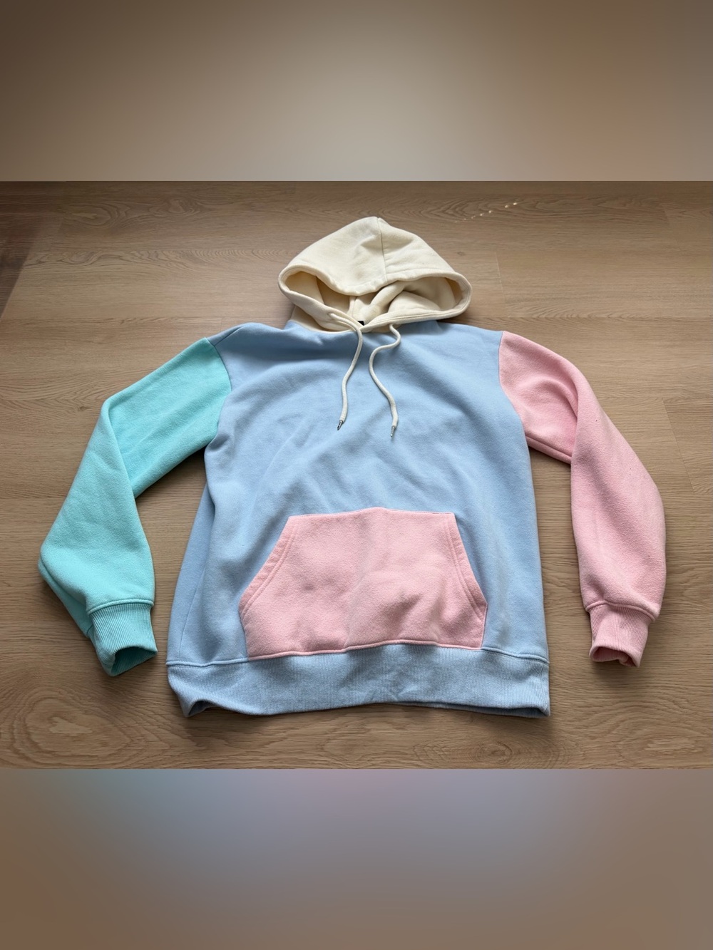Agora Color block Hoodie Sweatshirt Retro Size S